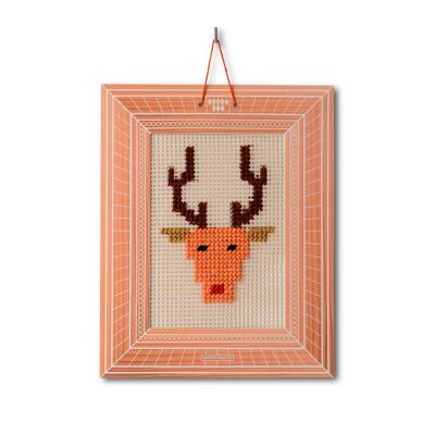 Gift kit for children to make half stitch: Reindeer