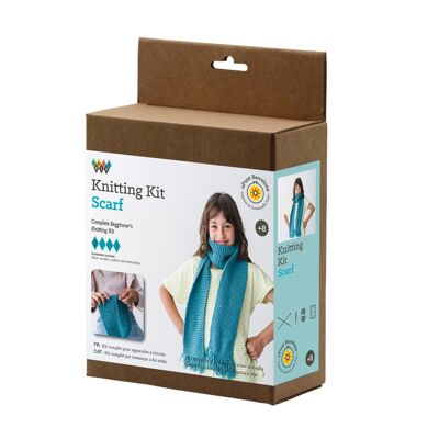 Blue scarf knitting kit