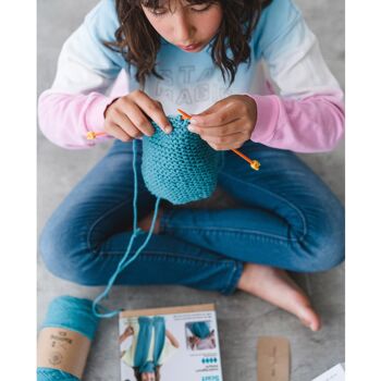 Kit tricot écharpe bleue 2