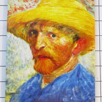 koelkastmagneet zelfportret hoed stro Van Gogh