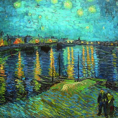 koelkastmagneet sterrennacht water Van Gogh