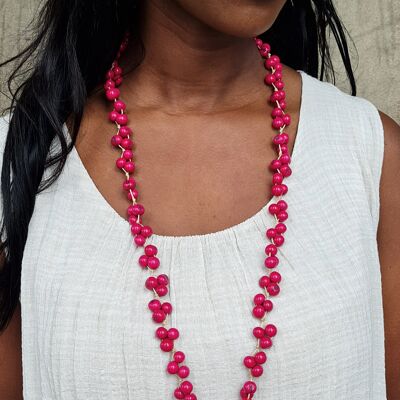 Acai Berry Long Necklace - Berry Pink