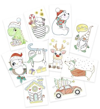 10 cartes couture "Hiver" 2