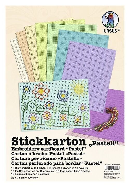 10 Blatt Stickkarton "Pastell"