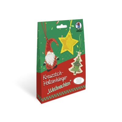 Kreuzstich-Holzanhänger "Weihnachten"