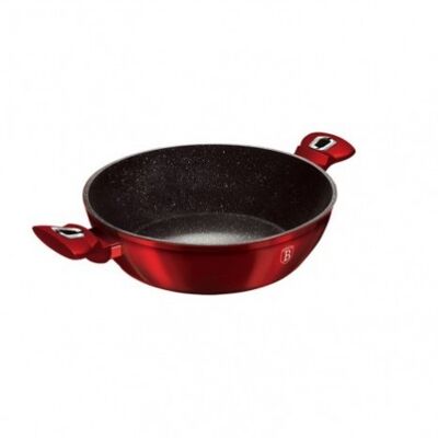 Shallow pot with lid, 32 cm, Metallic Line Burgundy Edition