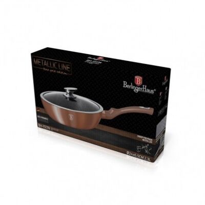 Deep frypan with lid, 24 cm, Metallic Line Rose Gold Edition