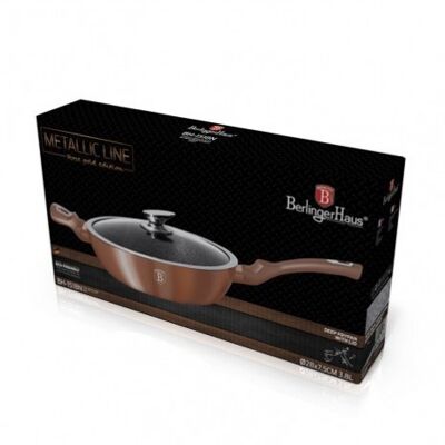 Deep frypan with lid, 28 cm, Metallic Line Rose Gold Edition