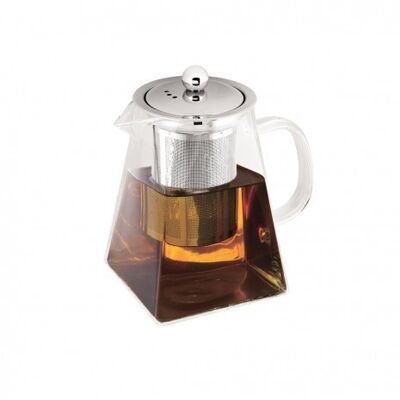 Square glass tea pot with filter, 750 ml