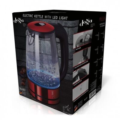 Electric glass kettle, burgundy