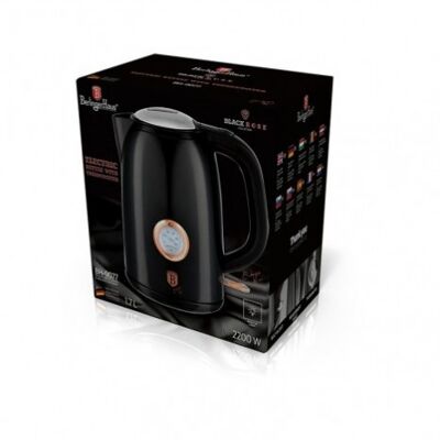 Electric kettle with thermostat, 1,7L, black- rose gold