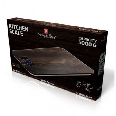 Digital kitchen scale, capacity 5 kg, original wood