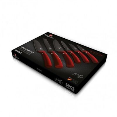 6 pcs knife set, burgundy