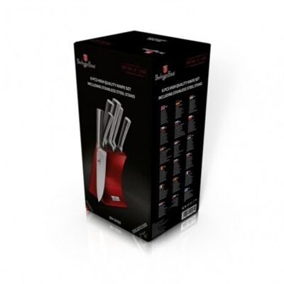 6 pcs knife set with stand, burgundy
