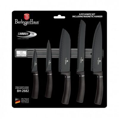 6 pcs knife set with magnetic hanger, carbon pro