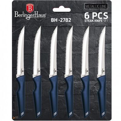 6 pcs steak knife set, aquamarine