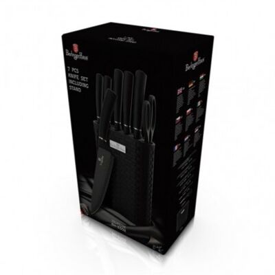 7 pcs knife set with stand, black