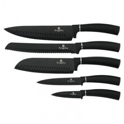 6 pcs knife set with acrylic stand, black