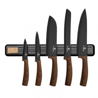 6 pcs knife set with magnetic hanger, original wood
