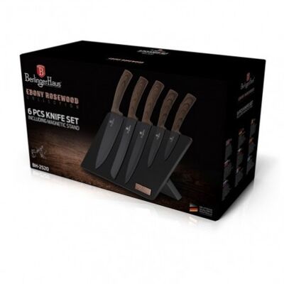 6 pcs knife set with magnetic stand, original wood