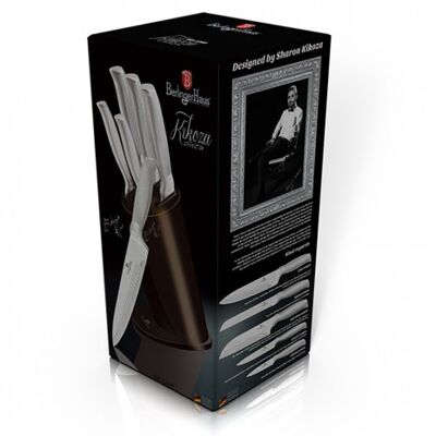 6 pcs knife set with stand, dark brown, Kikoza Collection