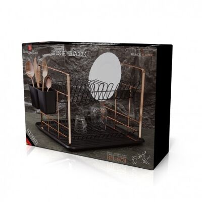 Dish rack, black- rose gold