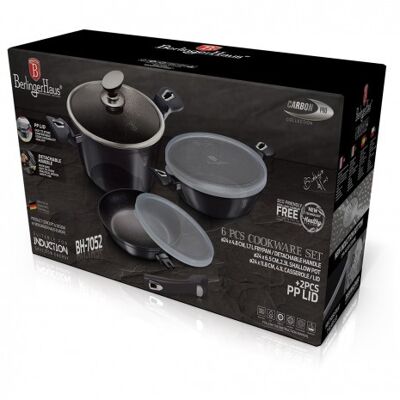 6 pcs cookware set with detachable handle, Metallic Line Carbon Pro Edition