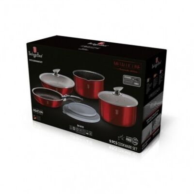 9 pcs cookware set, Metallic Line Burgundy Edition