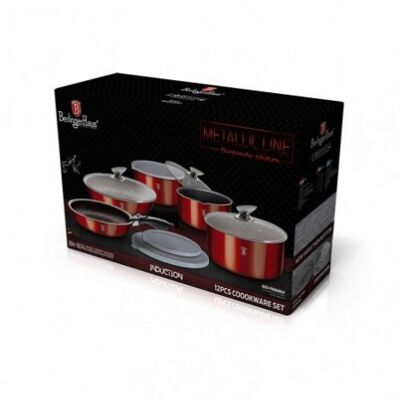 12 pcs cookware set, Metallic Line Burgundy Edition