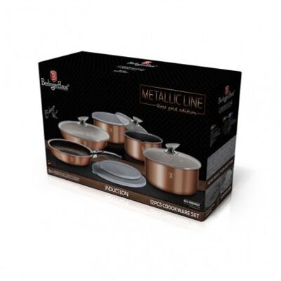 12 pcs cookware set, Metallic Line Rose Gold Edition