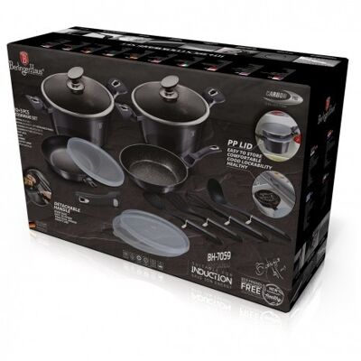 13 pcs cookware set with detachable handle, Metallic Line Carbon Pro Edition