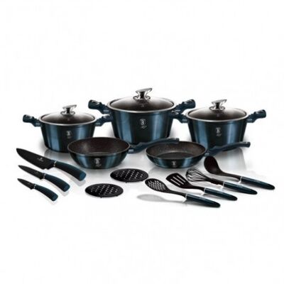 17 pcs cookware set, Metallic Line Aquamarine Edition