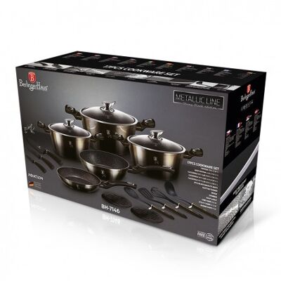 17 pcs cookware set, Metallic Line Shiny Black Edition