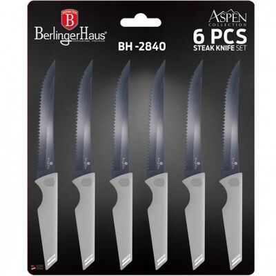 6 pcs steak knife set, matt grey