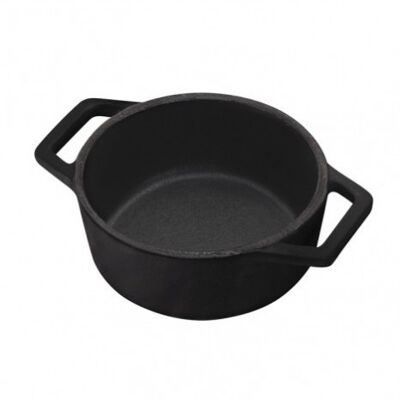 Mini pot, 10 cm, cast iron, matt black