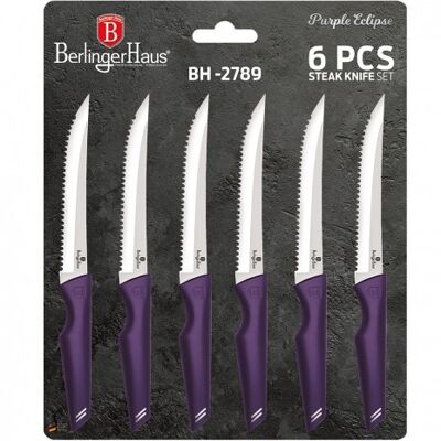 6 pcs steak knife set, purple