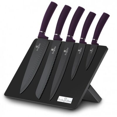 6 pcs knife set with magnetic stand, purple