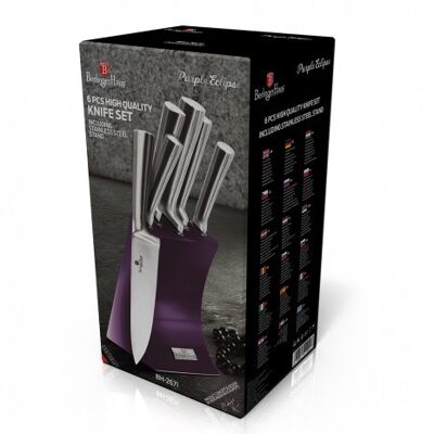 6 pcs knife set with stand, purple