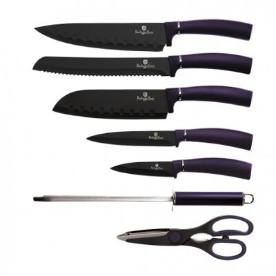 8 pcs knife set with acrylic stand, purple