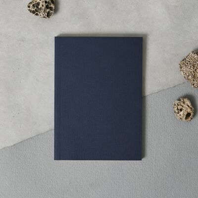 Carnet de notes à plat A5 en lin bleu marine | Papeterie | Cahiers à couverture souple | Journaux