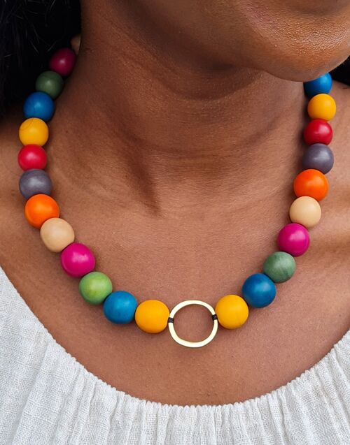 Bola Argola Brass Tagua Necklace - Multicoloured