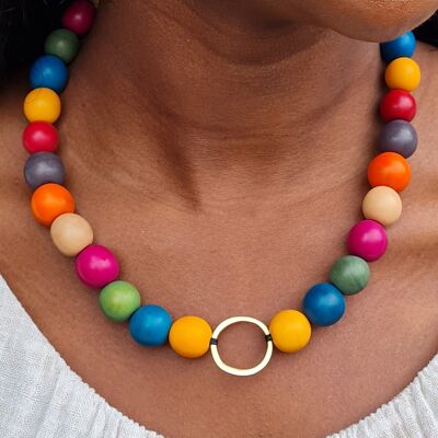 Bola Argola Brass Tagua Necklace - Multicoloured