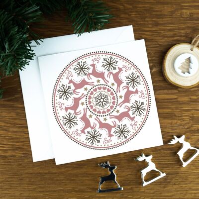 Cerchio di renne: Pinks, No.1, Cartolina di Natale di lusso.