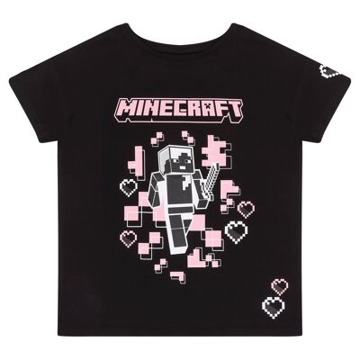 Minecraft Hearts Creeper Girls T-Shirt