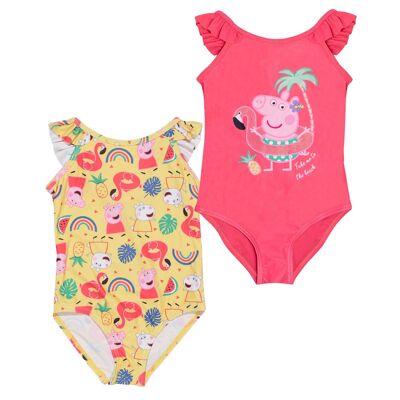 Peppa Pig Rainbow / Flamingo Girls Swimsuit Twin Pack