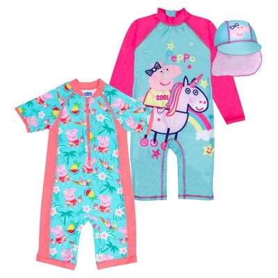 Peppa Pig Sunshine / Tropical Girls Swimsuit Twin Pack