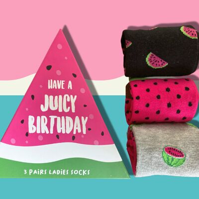 Juicy Birthday Socks - 3 Pairs Ladies