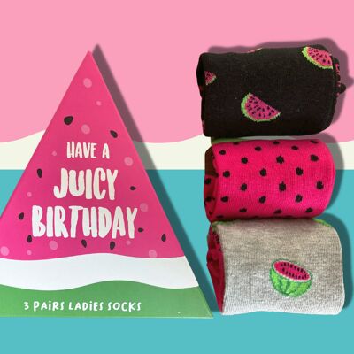 Juicy Birthday Socks - 3 Pairs Ladies