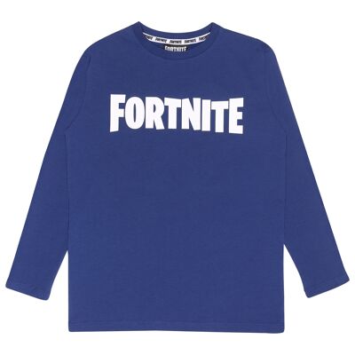 Fortnite Text Logo Kids Long Sleeve T-Shirt - Navy