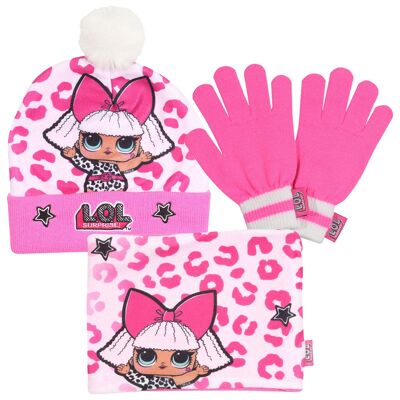 LOL Surprise Winter Warmer Girls Beanie Gloves and Snood Set